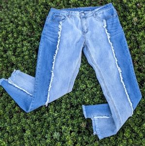 HAYDEN Los Angeles Two Tone Frayed Detail Denim Jeans Size Large